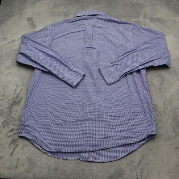 Roundtree Yorke Shirt Mens L Blue Checkered Button Down Long Sleeve Collared Top - Picture 13 of 16